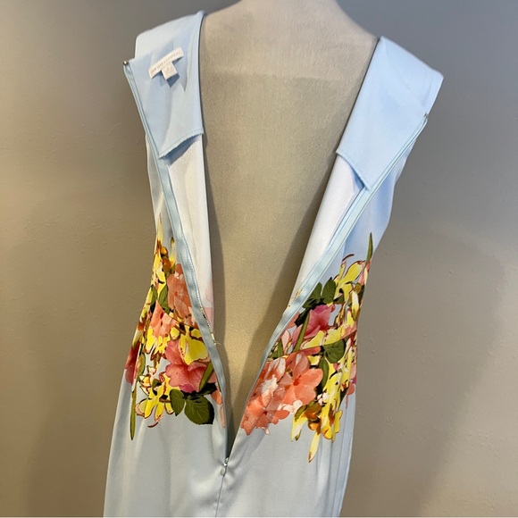 New York & Company baby blue color sleeveless Floral Mini Dress size 10 - Picture 5 of 11